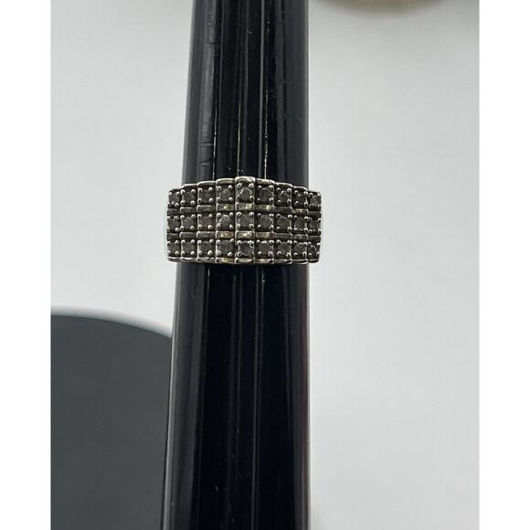 JWBR Sterling Silver & Diamond 3 Tier Cocktail Anniversary Ring Size 8.5 - Picture 14 of 15